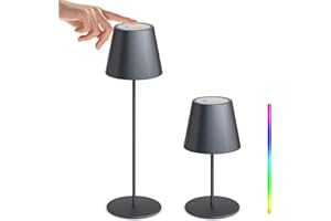 light to hope 2 Lampara de Mesa Exterior Recargable, Portatil LED Lampara Camping con Mando a Distancia, Regulable 8 Colores y Blanco Cálido, Lámpara Inalámbrica Para Jardín, Patio, Balcón