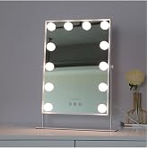 LAND OF MYTH - LOM2085 Hollywood Style 3 Colors Led Lighted Makeup Mirror, Touch, 360&deg; Rotary Metal Frame (White)