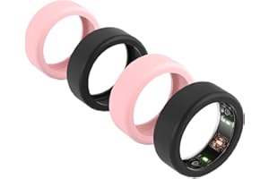 SNYEEST 4PC Silicone Ring Cover for Oura Ring 4/3/ULTRAHUMAN, Anti-Scratch Elastic Case, Black*2+Pink*2, M (11/12/13/14/15)