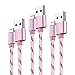 Price comparison product image Lightning Cable GOSCIEN iPhone Lead (1 m, 3 Pack) Nylon Braided USB Cable Ultra Durable Sync Cable for Apple iPhone X 8 7 6 Plus, 6s Plus, 5 5c 5s SE, iPad, iPod and More (Pink)