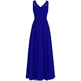 APXPF Women's V-Neck Long Bridesmaid Dress Chiffon Prom Dress Lace Evening Dress