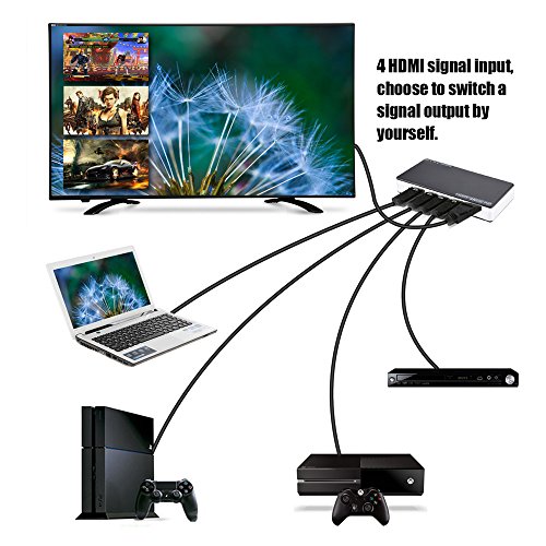 VIFLYKOO 4K HDMI SWITCH 4 Port 4 x 1 HDMI Switch mit PIP und IR drahtlose Fernbedienung, HDMI-Switcher-Hub-Port schaltet - 6