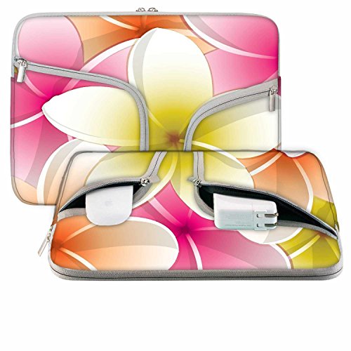 Alle Zweck hell Frangipani Karte in Vector Format 14 bis 14,6 Schutz Neopren mit Tragetasche aus Tasche für MacBook Pro 15/Macbook Pro 15 Touch Bar & 35,6 cm Acer Dell HP Lenovo Chromebook - 2