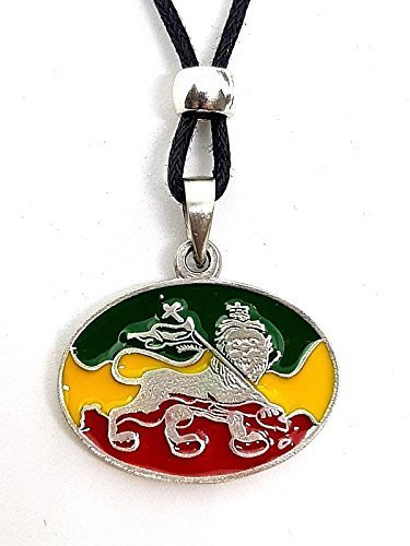 Eclectic Shop UkLion of Judah Pendant Rasta Bob Marley Ragga Rastafarian Jamaica Flag Beaded 33" Tie Cord Necklace