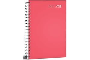 QUICKDRAW Academic Diary 2024-2025 A5 Week to View Mid Year Spiral Bound Classic Colours Student Planner Casebound Organiser (Raspberry)