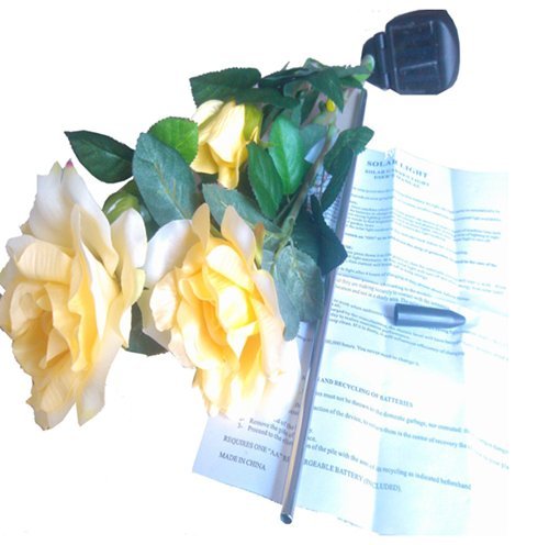 FRE solarbetrieben, künstliche Rose LED Licht, Querformat, Gelb - 6