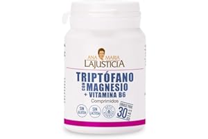 ANA MARÍA LAJUSTICIA Ana Maria Lajusticia - Triptófano con magnesio + VIT B6/ 60 comprimidos, Reduce la ansiedad, el cansancio y regula el reloj interno, Apto para veganos (el empaque puede diferir)
