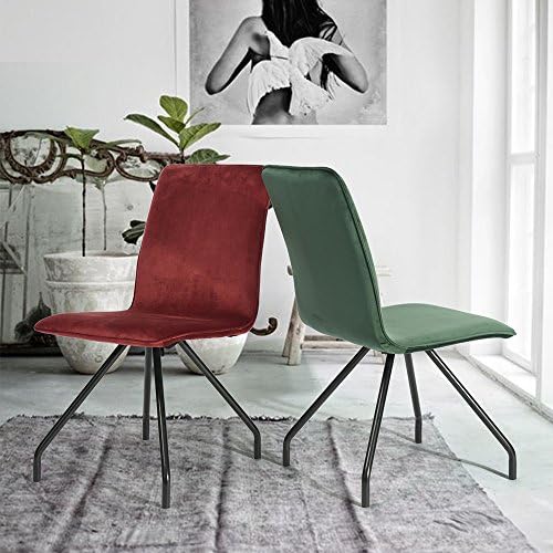 Fit@Home Set of 2 Dining Chairs with Velvet Cusion and Metal Legs Red