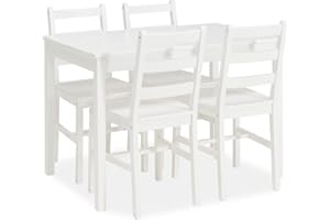 Homestyle4u, Esstisch mit 4 Stühlen Holz Weiß, Küchentisch Essgruppe Set 4 Stühle, Küche Esszimmer | Artikel 3061