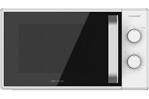 Cecotec Micro-ondes avec grill de 20 litres Grandheat 3110 700 W et 1000 W Grill, 6 niveaux, revêtement anti-Dirt iTech et technologie 3DWave, mode décongélation, minuterie Blanc