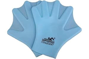 INOOMP 1 Pair Silicone Swimming Gloves Webbed Aquatic Fit Traning Gloves Paddle Diving Gloves Hand Web (Adult, Sky Blue)