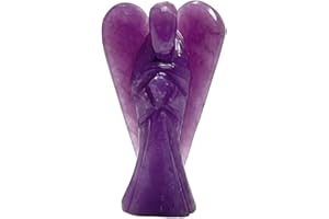 P&R:UK 2-Inch Lepidolite Crystal Angel - Hand-Carved Soothing Guardian Figurine, Reiki-Infused Healing Stone, Ideal for Meditation, Pocket-Sized Decor, and Inspirational Gift