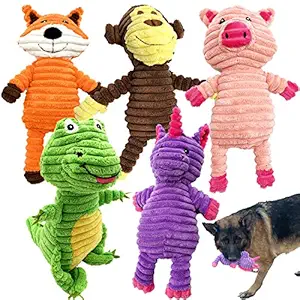 Jalousie 5 Pack Dog Toys Dog Plush Toys Assortment Value Bundle Dog Squeaky Toys Assortment Puppy Pet Mutt Dog Toy Dog Squeak Toy for Medium Large Dogs