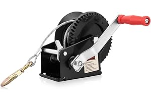 Dragon Winch Seilwinde Handseilwinde 2500 lbs / 1133 kg mit Haken und Stahlseil 10m zum von kleinen Booten, Motorrädern, Fahrzeugen und für den Einsatz in Werkstätten | Einstufige Winde