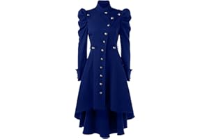 Shoplifemore Gothic Long Trench Coat Black Slim Asymmetric Lapel Collar Button Elegant Autumn Winter Vintage Goth Overcoat Outwears