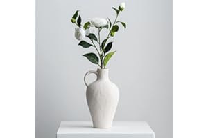 JXCBXJ Jarrón de cerámica,Jarrón de cerámica Blanco Hecho a Mano, jarrón de cerámica Antigua,para centros de Mesa, Cocina, Oficina o Sala de Estar, Regalos de cerámica Vintage,Altura de 10 Pulgadas.