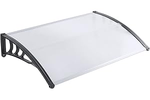 CHENNNLS Auvent de porte d'entrée - 150 x 100 cm - En polycarbonate transparent - En aluminium - Protection solaire - Protection contre la pluie - Transparent - 150 x 100 cm