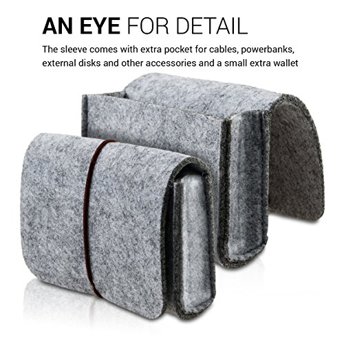 kwmobile Laptoptasche Filz Sleeve f  r 15  15 6  Laptop Ultrabook - Notebook Tasche Schutzh  lle Laptop Case H  lle in Grau mit Innentaschen Innenma  