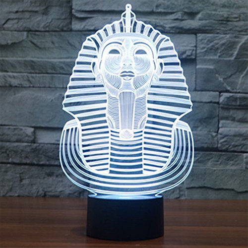 Sphinx Pharao 3D Optische Illusions-Lampen, FZAI Tolle 7 Farbwechsel Acryl berühren Tabelle Schreibtisch-Nachtlicht mit 150 cm USB-Kabel für Kinder Schlafzimmer Weihnachten Geburtstagsgeschenke - 7