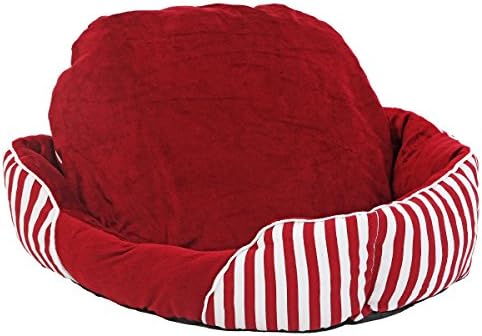 Kennel pet litter jujube vertical stripes with red short plush kennel Poodle, Bordeaux, L (78 × 20 × 67cm)