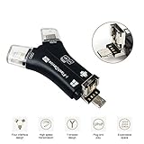 4 en 1 lector de tarjetas SD/TF: compatible para todos sus dispositivos. tiene cuatro interfaces: conector Lightning para equipos; Conector micro USB para dispositivos Android; Connecto USB para dispositivos iOS/Mac; Conector Tipo C es para dispositivos Tipo-C.