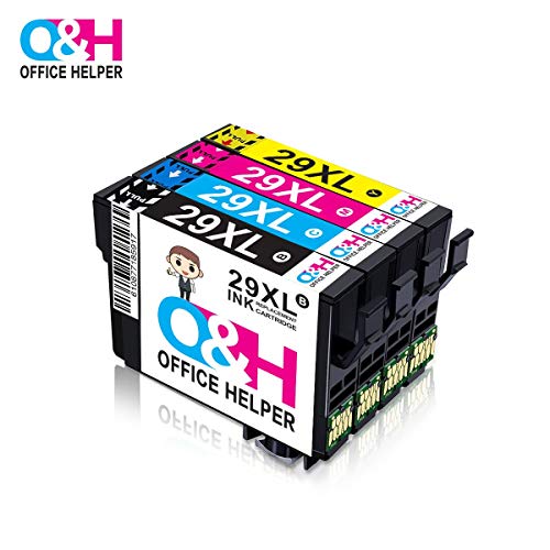 OFFICE HELPER 4-Paquete 29XL 29 XL Cartuchos de Tinta Compatibles con Epson Impresoras Expression Home XP-235 XP-245 XP-247 XP-330 XP-332 XP-335 XP-342 XP-345 XP-430 XP-432 XP-435 XP-442 XP-445