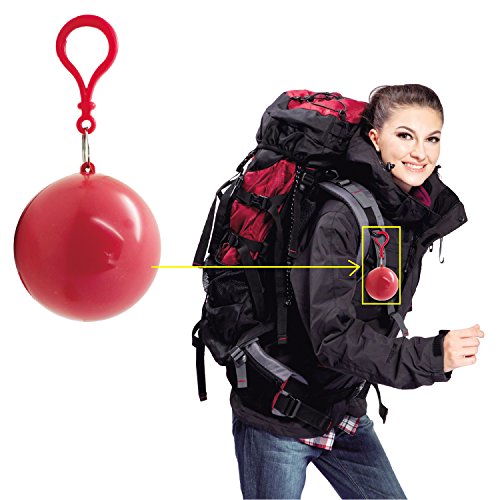 Grenhaven Notfall Regenponcho Blau im Ball Regenjacke Klein ideal für Festival in verschiedenen Farben mit Karabinerhaken Fanartikeln Regen - 5