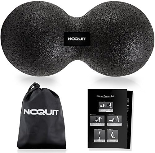 Noquit Duo Ball With Transport Bag - peanut ball with printed instructions in different degrees of hardness - the stable massage ball for an effective trigger point therapy, Schwarz - Medium - 12cm
