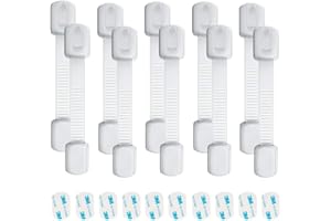 HEEDPEIUR Cupboard Locks for Children，10 Pcs Child Adjustable Safety Locks 3M Adhesive，Adjustable Baby Cupboard Locks，Baby Proofing Safety Guards Kit Drawer Safety Locks