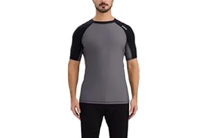 SURFEASY Men's Short Sleeve Rash Vest Swim Shirt, UPF 50+ Sun Protection Quick Dry Rashguard