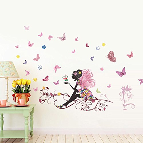 Jamicy® Neuer Schmetterling Blume Fee Aufkleber Baby Mädchen Schlafzimmer Wohnzimmer Wandtattoo (A) - 3