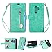 Produktbild Reißverschluss Brieftasche Hülle für Samsung Galaxy S9 Plus,Yobby Samsung Galaxy S9 Plus Handyhülle,Slim Luxus Leder Flip Case [9 Kartefach] Magnetisch mit Stand und Handschlaufe Schutzhülle-Minzgrün