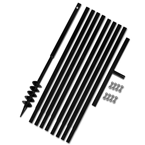 yorten Foret Tarière Bêche et Tarière Manuelle 80mm avec Rallonge Mèche Tarière 9m Acier Noir