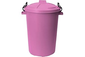 M1SS 50 Litre Heavy Duty Plastic Clip Lock Lid Bin Indoor or Outdoor Rubbish, Waste or Storage of Animal Feed. (Pink)