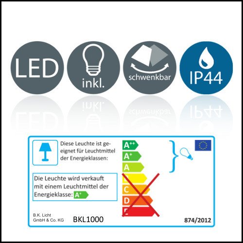 LED Außenleuchte, Außenstrahler, Außenleuchte, Außenlampe, Terrassen Beleuchtung, Gartenleuchte, Gartenlampe, Gartenspieß, Erdspieß, Außenbeleuchtung, warmweiß, schwenkbar, schwarz, B x H 10 x 19,5 cm - 7