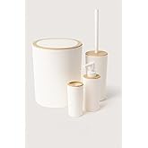 ARVALE Quardi Banyo Seti Modern &Ccedil;izgili - 7 L Kova 4 Par&ccedil;a Banyo &Ccedil;&ouml;p Kovası ve Aksesuar Seti (beyaz)