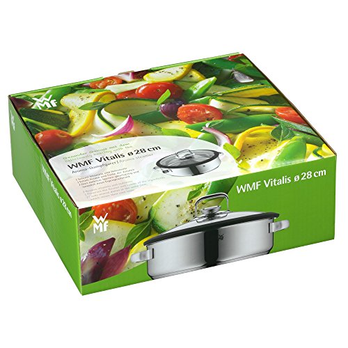 WMF Vitalis Dampfgarer rund Ø 28 cm ca. 5l Glasdeckel mit Silikonrand und Thermometer Aroma Garblech Cromargan Edelstahl poliert induktionsgeeignet spülmaschinengeeignet - 11