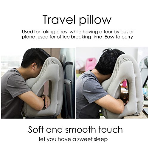 Aufblasbares Reisekissen für Flüge,Zugreisen,Fernbus, Tragbare Multifunktions Reise Nackenkissen, Nickerchenkissen - 6