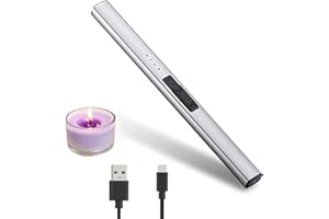 GUBOOM Encendedor de Velas Recargable USB, Encendedor Eléctrico Recargable, Encendedor USB Recargable, Encendedor Cocina Electrico, Encendedor Eléctrico, Mechero Cocina para Velas (Plata)