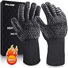 MILcea Grillhandschuhe Ofenhandschuhe Grill Lederhandschuhe Hitzebeständige bis zu 800 ° C Universalgröße… – Bild 8