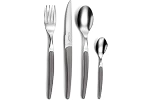 LOU LAGUIOLE - Ménagère 24 couverts de table pour 6 personnes - Montana - Acier inoxydable 18/0, Finition Brillante - Gris