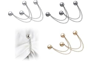 COYUN 6 Pcs Spille Magnetiche per Vestiti con Catena, Clip Magnetiche Multifunzione Spilla Magnetica Scollatura Forti Bottoni Magnetici per Pantaloni Jeans Larghi Orlo di Fissaggio dei Vestiti