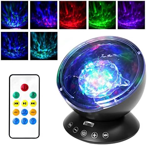 [Newest Design] Projection Lamp, DIGOU Remote Control LED Night Light with 7 Flash Modes, Music Speaker, Relaxing Light Show for Indoor Kids Bedroom Party Dating Mood, Best Gift for Home Decor (Black)