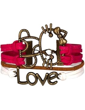 Armband Hello Kitty Rosa Chat Liebe Bronze gestrandet unendlich