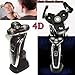 ZJchao Rotary 4D Rechargeable Washable Men's Cordless Safety Shaver Electric Razor with Charging Stand,Black