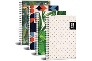 QUICKDRAW Academic Diary 2024-2025 A5 Week to View Mid Year Spiral Bound Pattern Designs Student Planner Casebound Organiser (Leaf Design)