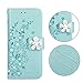 Price comparison product image Folio Case for Samsung Galaxy S9 Plus, FBNK Leather Flip Glitter Rhinestone Bling Diamond Notebook Wallet Cover Embossed Plum Flower Floral Design Protective Skin Case for Samsung Galaxy S9 Plus