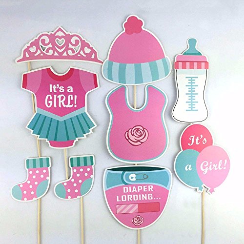 iLoveCos Babydusche Mummy To Be Schärpe Baby dusche Party Baby Flaschen Masken Photo Booth Props Neugeborene Dame Girl Partydekoration (it’s a girl) - 2