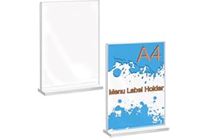 Zasvec Présentoir de Table A4 2 Pièces Présentoir A4 Présentoir de Menu de Table Supports de Panneau en Acrylique A4 Présentoir de Table en Acrylique Porte Affiche A4 pour Restaurant, Mariage