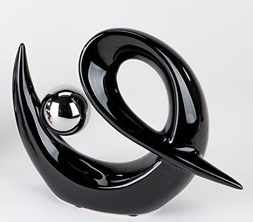 Formano Modern Decorative Sculpture With Silver Ball in Black and Silver, 22,5x7x18cm